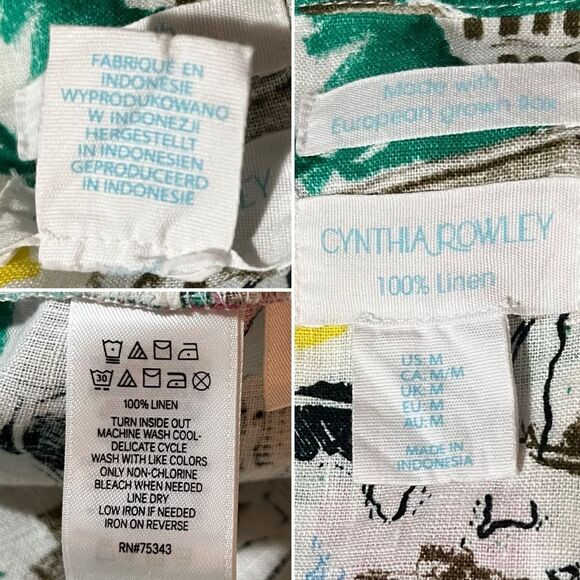 Cynthia Rowley Almafi Coast Linen Shirt Dress Roll Tab Pockets Mini M NWOT - Picture 12 of 13